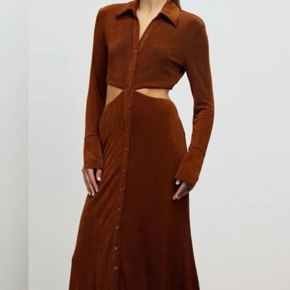 MISHA Salona Midi Dress in Copper size small - Picture 7 of 8